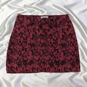 Snake Print Denim Skirt
