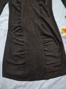 Zara Brown Faux Suede Mini Dress