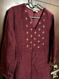 Embroidered Corduroy Kurta