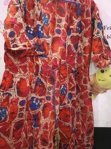 Red Printed shrug Dress