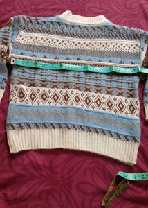 Fair Isle Knit Sweater Blue Colour