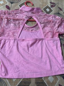 Pink Lace Detail Blouse