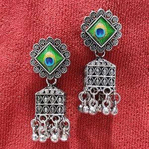 Peacock Jhumka Earrings