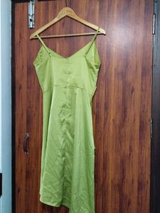 Lemon Green Solid Western Dress For Women