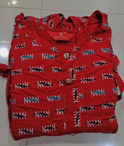 Red Printed Midi Dress