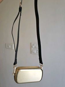 ZARA Unisex Gold Metal Sling Bag