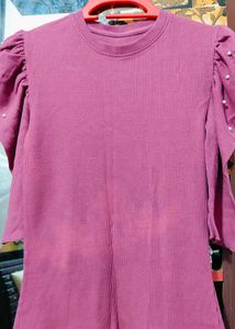 Pink Ribbed Knit Top