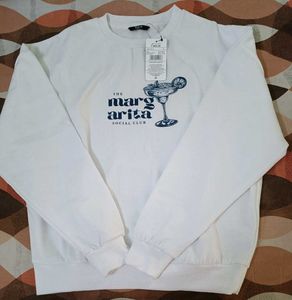 White Graphic Print Sweatshirt