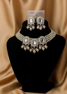 Pearl Choker Necklace & Earring Set