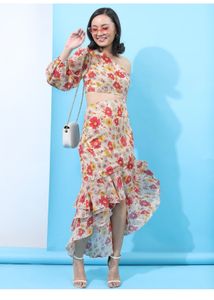 Floral One-Shoulder Dress