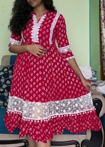 Red Dress with Net patten ❤️