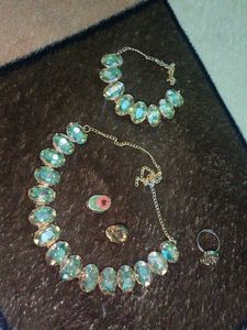 Necklace With Bracelet, Ring And Earrings