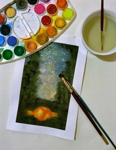 Camping Under Stars Watercolor Painting * 100 Rs For A5 Size *