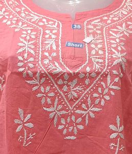 Elegant Peach Embroidered Kurta
