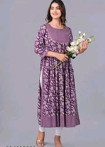 Purple Floral Print Kurti