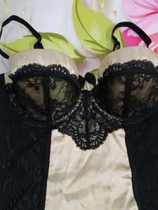 (1127)Black &amp; Beige Lace Lingerie