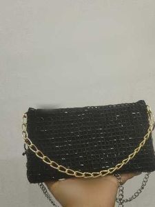 Chic Very Beautiful Black glass bead Gold Chain 👝