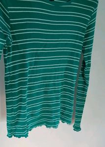 Green Striped Long Sleeve Top