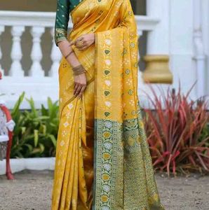 Partywear Gold Saree