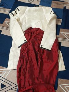 Unique Cream and Red Outfit