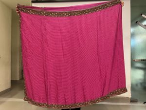 Pink Embellished Saree With Halter Neck Blouse