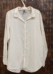 H&amp;M Oversized Pintresty Shirt Off White