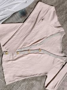 Cute Peach Color Top With Long Sleeves