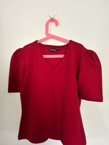 Red Puff Sleeve Top