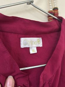 Burgundy Button-Up Blouse