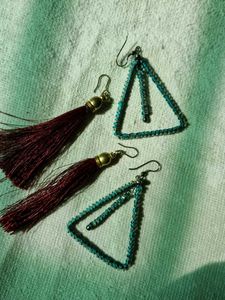 Triangle And Tassle Eaaring Combo