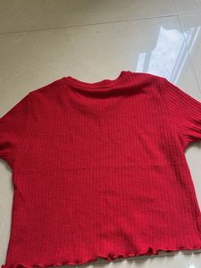 Red Ribbed Crop Top