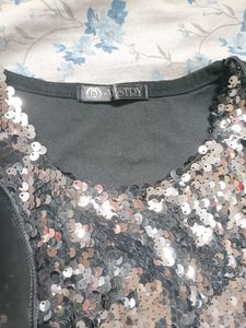 Silver Sequin Crop Top