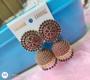 TRADITIONAL MAROON EARRINGS/JUMKA