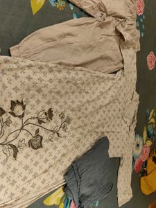 Floral Embroidered Cotton Suit