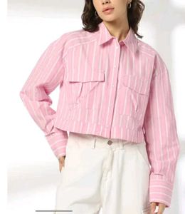 Pink Striped Crop Top
