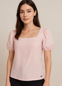 Straight Light Pink Cotton Top