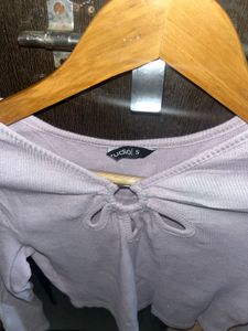 Lavender Long Sleeve Crop Top