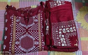 Maroon Printed Kurta Set