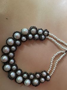 Beautiful Moti Chokar Set With Black Finish Chain Design