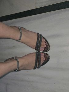 my used grey block heel