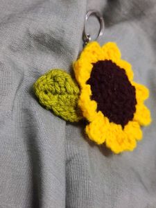 Crochet Sunflower Keychain - Handmade Accessory