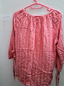 Striped Top With Sleeve Tie Ups