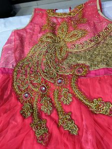 Pink &amp; Gold Embellished Girls Dress