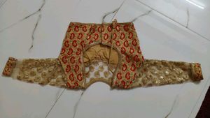 Gold &amp; Red Embroidered Blouse