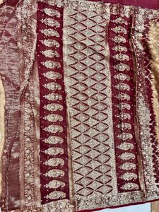 Elegant Maroon &amp; Gold Saree