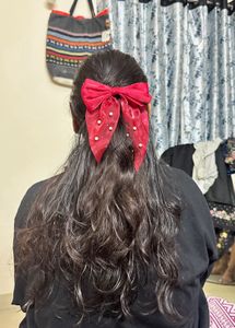 Red Bow Hair Clip 1 Pc