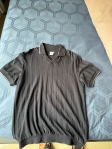 Men's Black Striped Polo Shirt