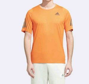 ADIDAS Men Coral Orange Self Striped Slim-Fit AERO