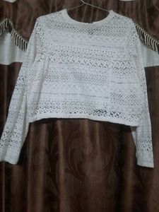 White Lace Long Sleeve Top