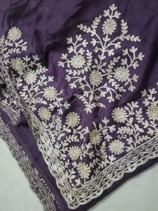 Purple saree with emrodary work
